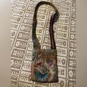 Anuschka Artistic Butterfly Crossbody Bag - Multicolor genuine leather